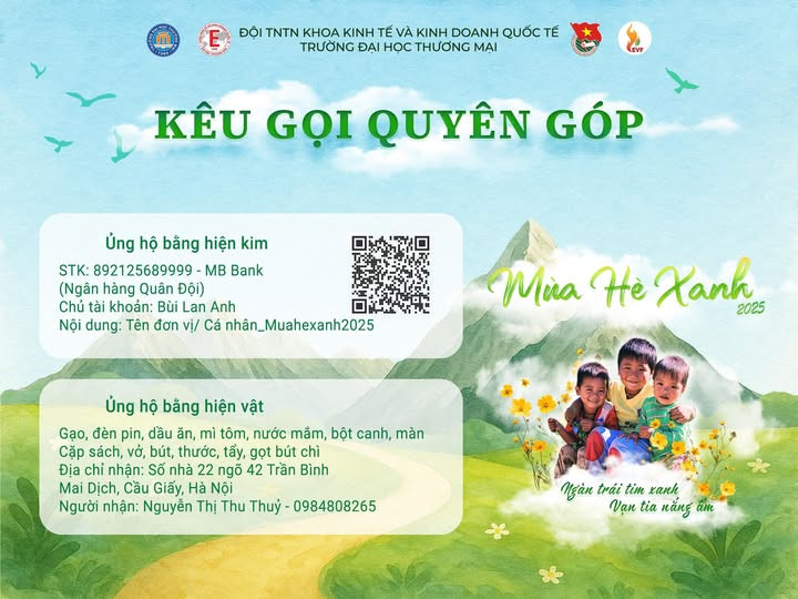 EVF | KÊU GỌI QUYÊN GÓP - MÙA HÈ XANH 2025 “NGÀN TRÁI TIM XANH - VẠN TIA NẮNG ẤM”