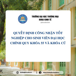 Quyết định công nhận tốt nghiệp cho sinh viên đại học chính quy khoá 55 và khoá cũ chuyên ngành Quản lý kinh tế