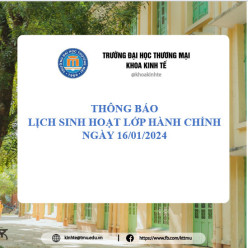 THÔNG BÁO  LỊCH SINH HOẠT LỚP HÀNH CHÍNH NGÀY 16/01/2024